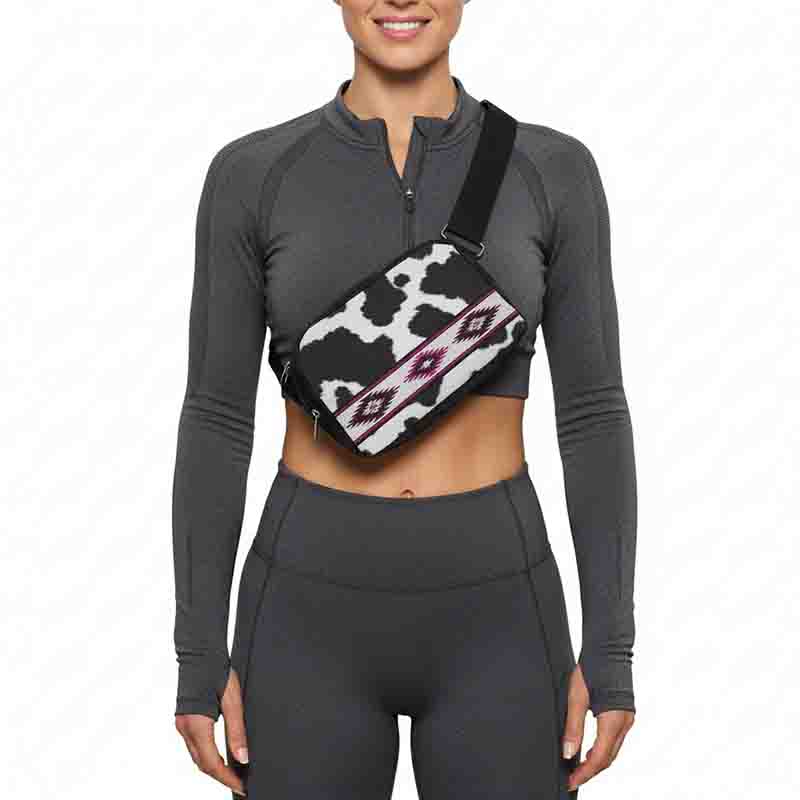 Cangurera Modelo Vaca con Detalles Étnicos Crossbody Ajustable para Mujer. - Imagen 2