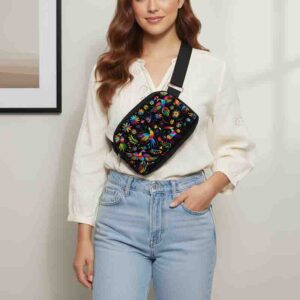 Cangurera Modelo Huichol Crossbody Ajustable para Mujer y Hombre.