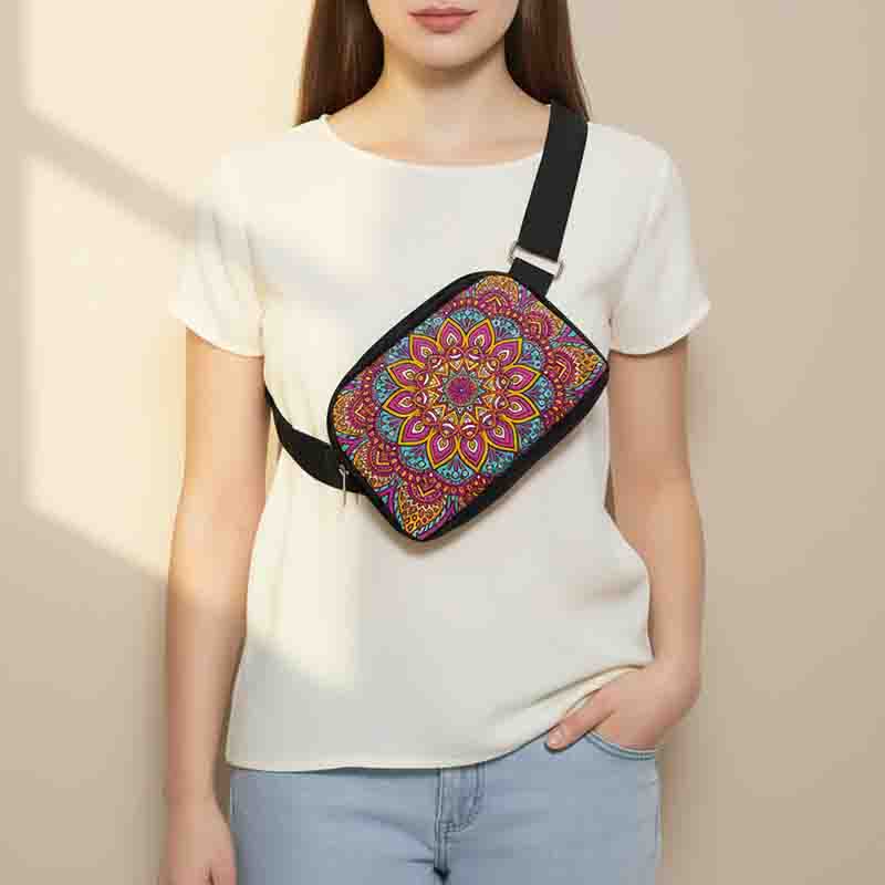 Cangurera Modelo Mandala Multicolor Ajustable para Mujer. - Imagen 6