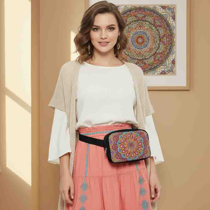 Cangurera Modelo Mandala Multicolor Ajustable para Mujer. - Imagen 8