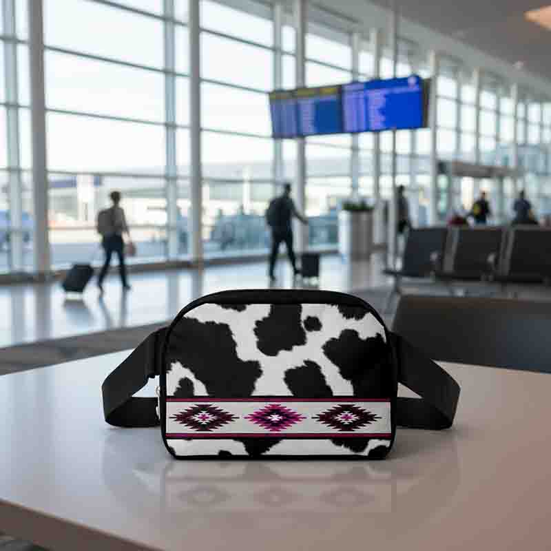 Cangurera Modelo Vaca con Detalles Étnicos Crossbody Ajustable para Mujer. - Imagen 5