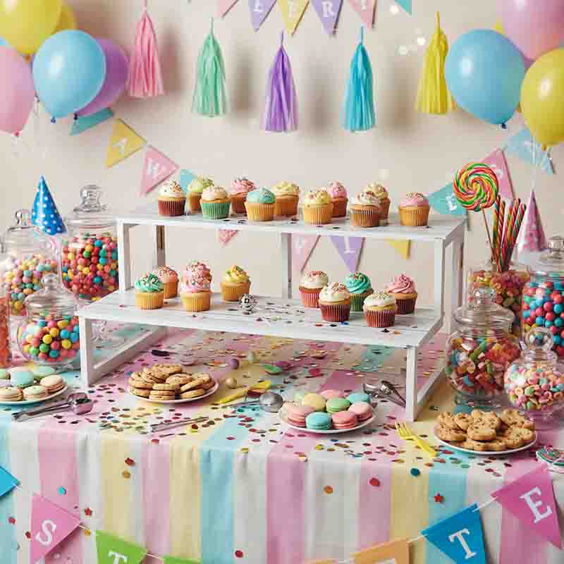 Base Plegable para Mesa de Dulces de MDF con 2 Niveles 80 cm.