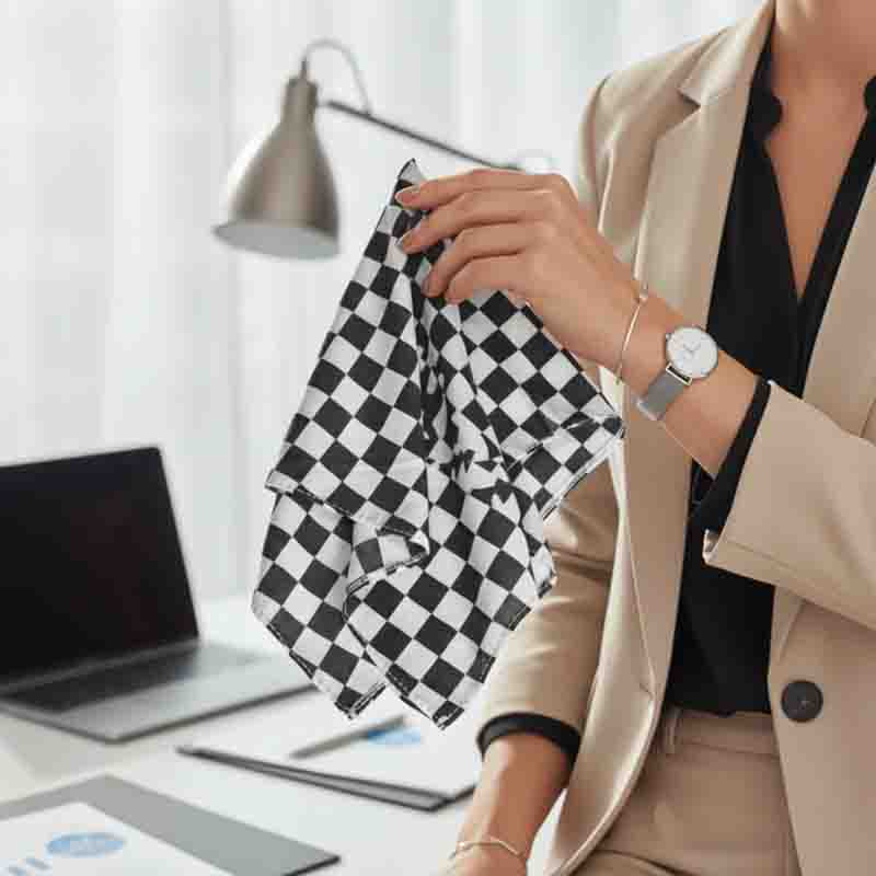 Mascada Modelo Duke con Diseño Cuadros Blanco y Negro Estilo Ajedrez 60x60 cm. - Imagen 10