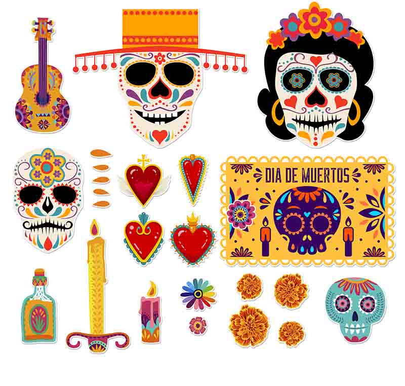Vinil Decorativo Día de Muertos para Ventana con Calaveras Mexicanas. - Imagen 2