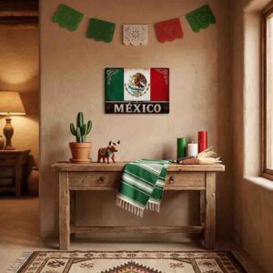 Placa Decorativa México para Bar, Cantina y Hogar Estilo Vintage 30x20 cm.