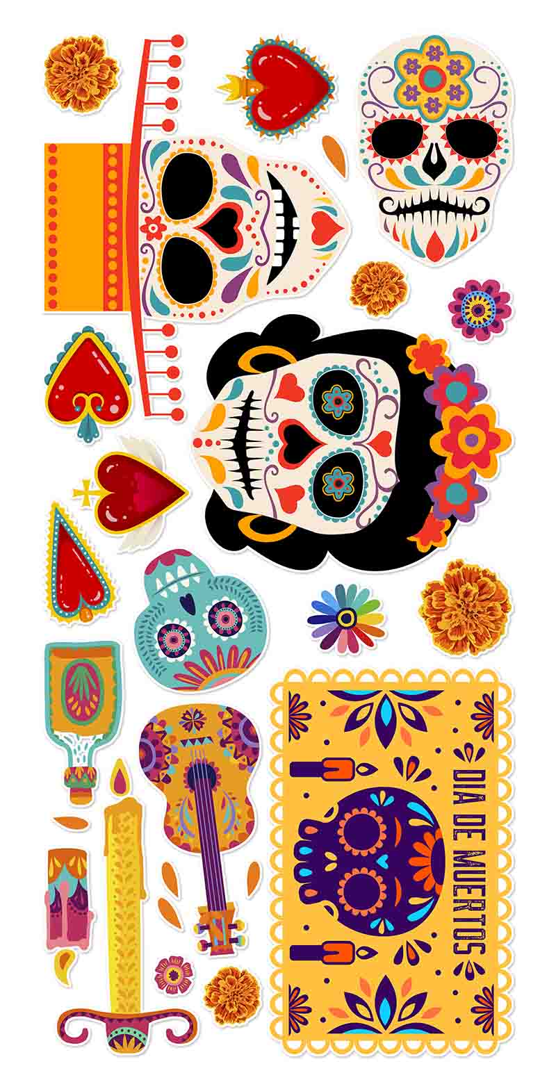 Vinil Decorativo Día de Muertos para Ventana con Calaveras Mexicanas. - Imagen 6