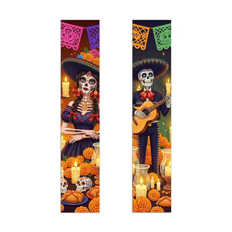 Dúo de Posters Decorativos Día de Muertos con Catrina y Mariachi