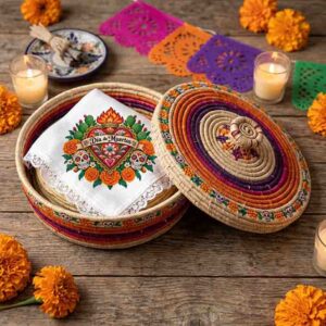 Servilleta Día de Muertos con Corazón y Cempasúchil