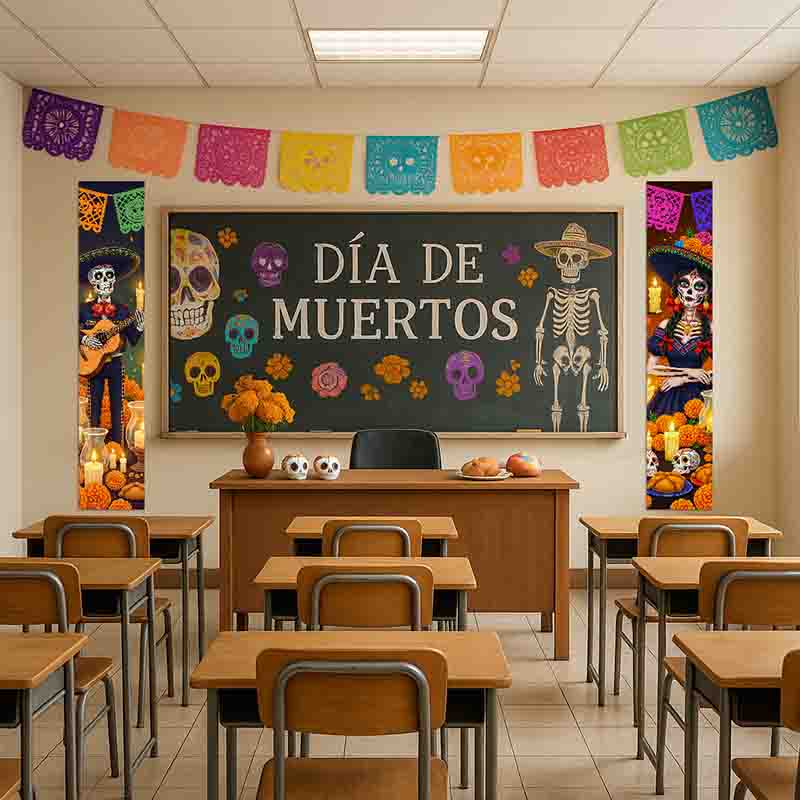 Dúo de Posters Decorativos Día de Muertos con Catrina y Mariachi - Imagen 5