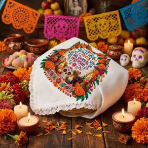 Servilleta Entre Velas y Flores las Ánimas Regresan