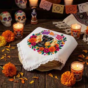 Servilleta Decorativa de Ofrenda con Copal y Veladoras
