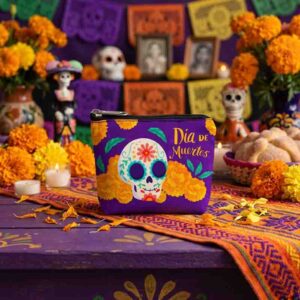 Monedero Mexicano Día de Muertos Mod. Calavera Cempasúchil
