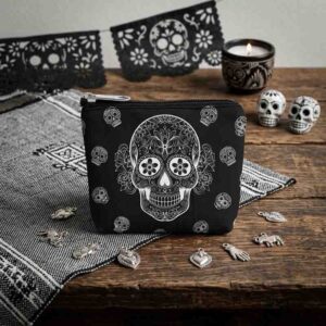 Monedero Negro Día de Muertos Mod. Calavera Nocturna