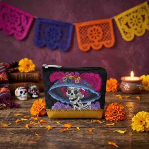 Monedero Tradicional Día de Muertos Mod. Catrina de Sombrero