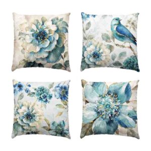 4 Fundas Decorativas Mod. Blue Bird