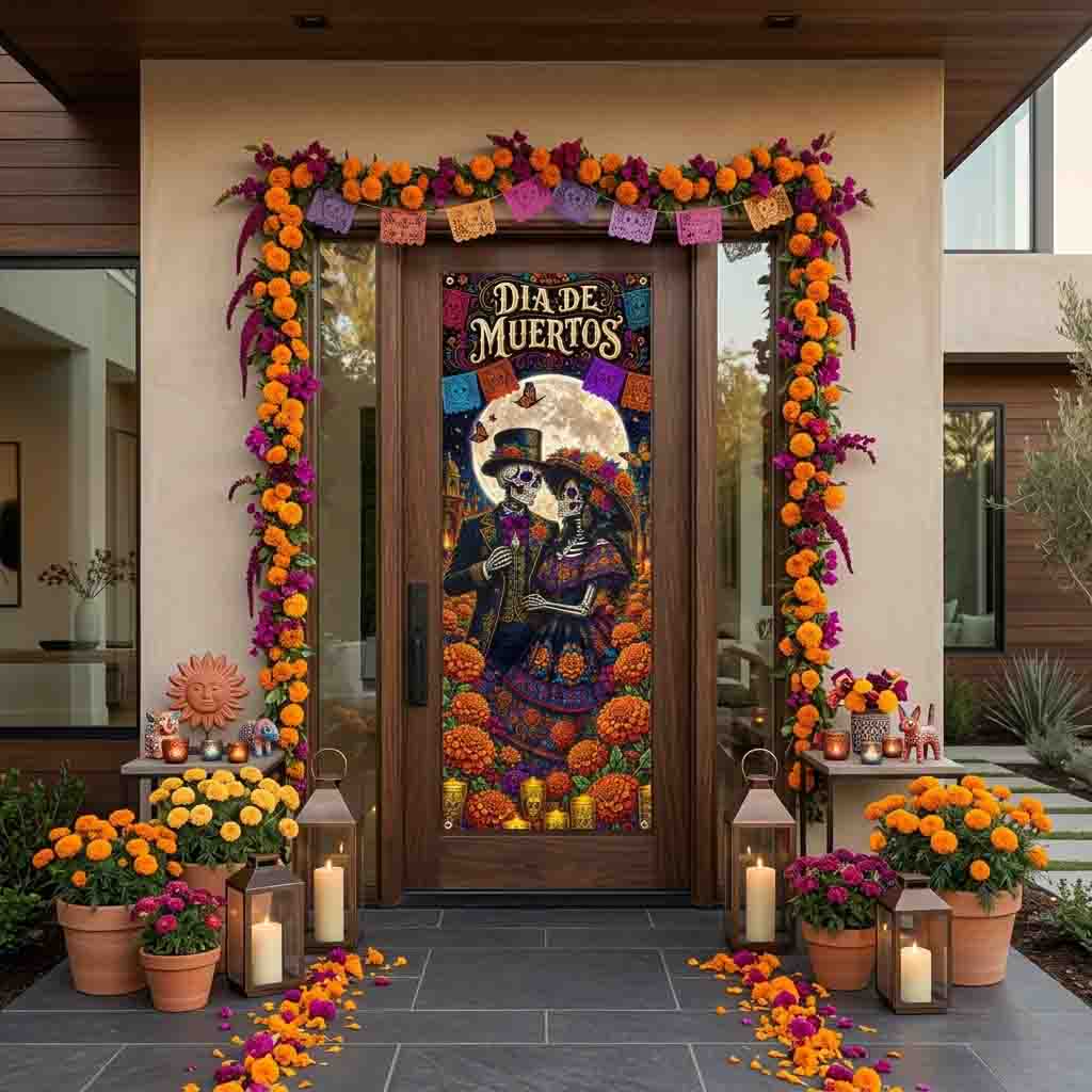 Lona Decorativa Día de Muertos Pareja de Catrines