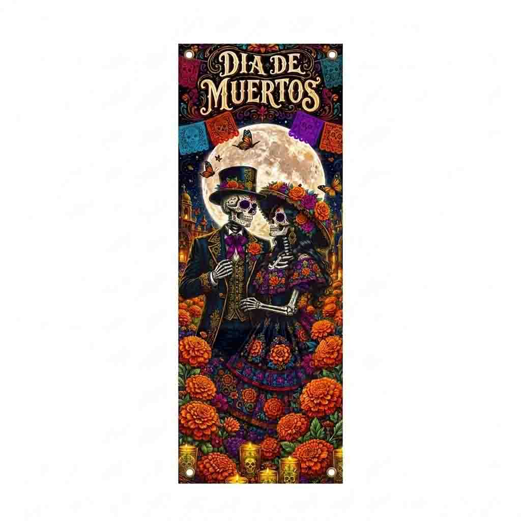 Lona Decorativa Día de Muertos Pareja de Catrines - Imagen 2