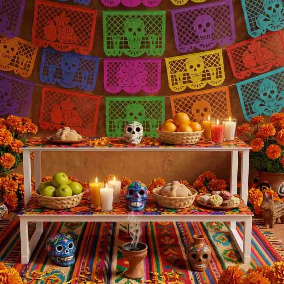 Mesa Plegable para Ofrenda Día de Muertos Mod. Camino de Flores