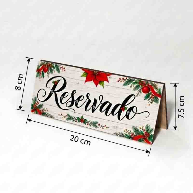 Letrero de Reservado para Mesa con Diseño Navideño Mod. Elegante Blanca navidad - Imagen 2