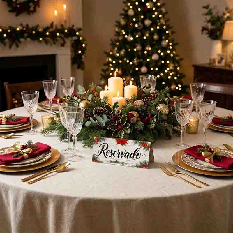 Letrero de Reservado para Mesa con Diseño Navideño Mod. Elegante Blanca navidad - Imagen 7