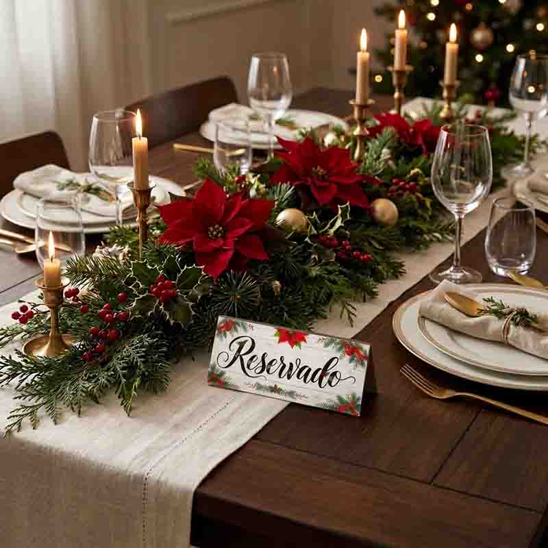 Letrero de Reservado para Mesa con Diseño Navideño Mod. Elegante Blanca navidad - Imagen 9