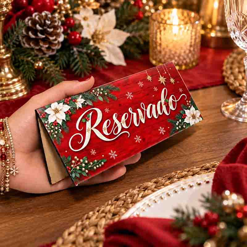 Letrero para Mesa Reservado Navideño Mod. Elegante Noche Buena - Imagen 10