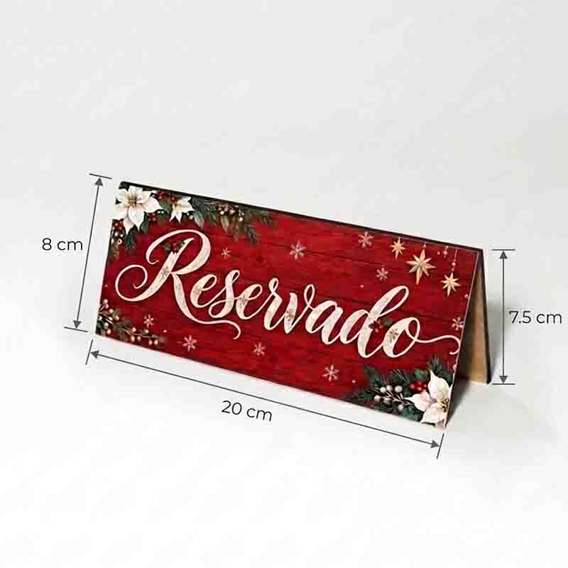 Letrero para Mesa Reservado Navideño Mod. Elegante Noche Buena - Imagen 2