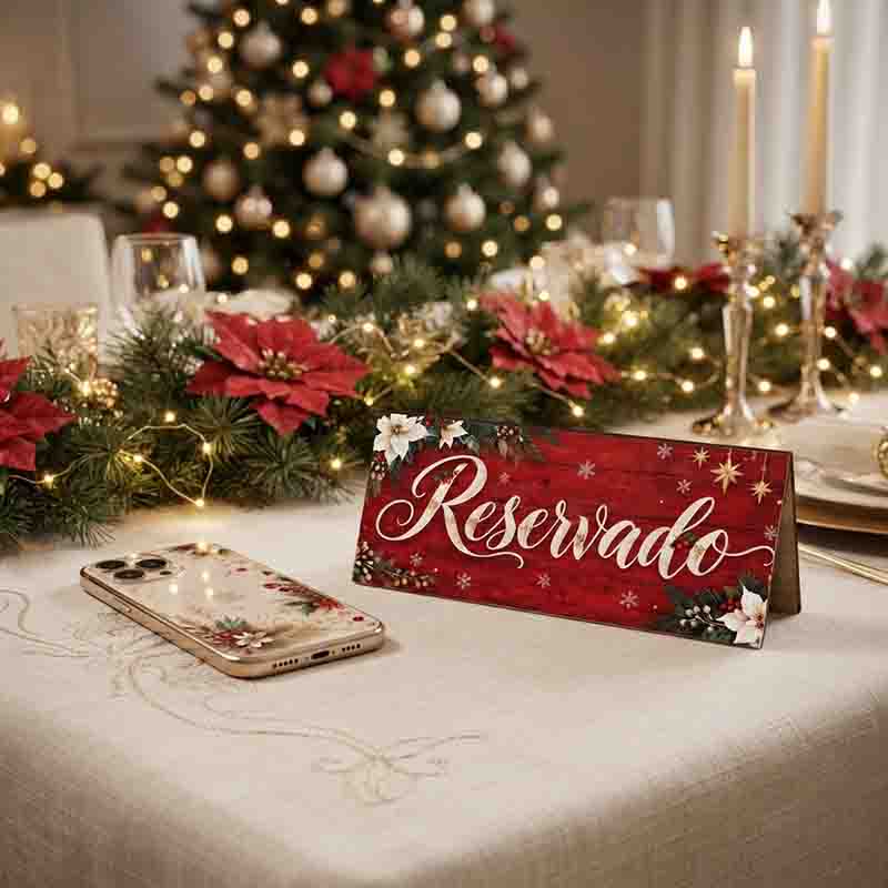 Letrero para Mesa Reservado Navideño Mod. Elegante Noche Buena - Imagen 3