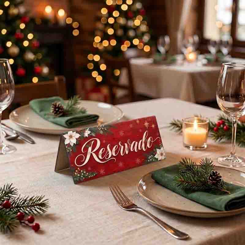 Letrero para Mesa Reservado Navideño Mod. Elegante Noche Buena - Imagen 4
