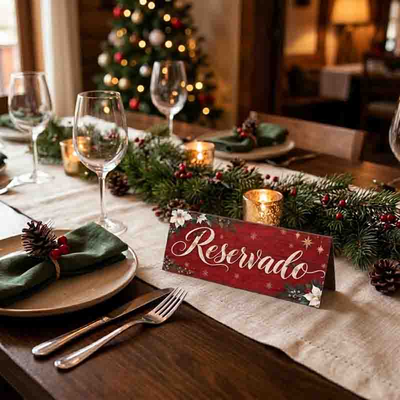 Letrero para Mesa Reservado Navideño Mod. Elegante Noche Buena - Imagen 5