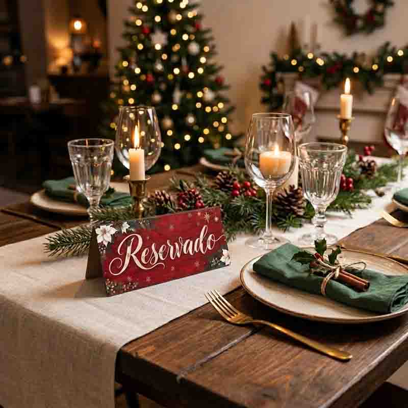 Letrero para Mesa Reservado Navideño Mod. Elegante Noche Buena - Imagen 6