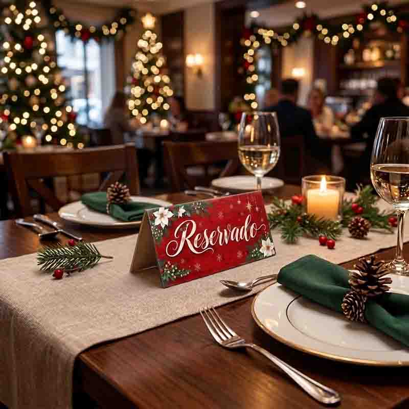 Letrero para Mesa Reservado Navideño Mod. Elegante Noche Buena - Imagen 7