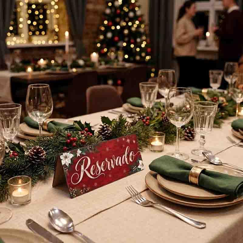 Letrero para Mesa Reservado Navideño Mod. Elegante Noche Buena - Imagen 8