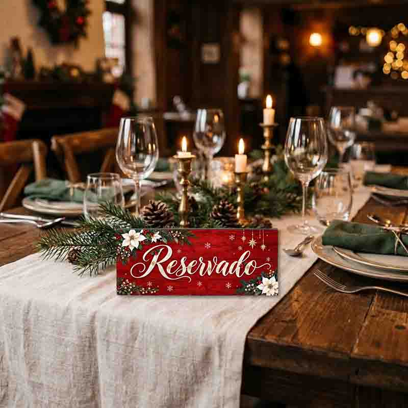 Letrero para Mesa Reservado Navideño Mod. Elegante Noche Buena - Imagen 9