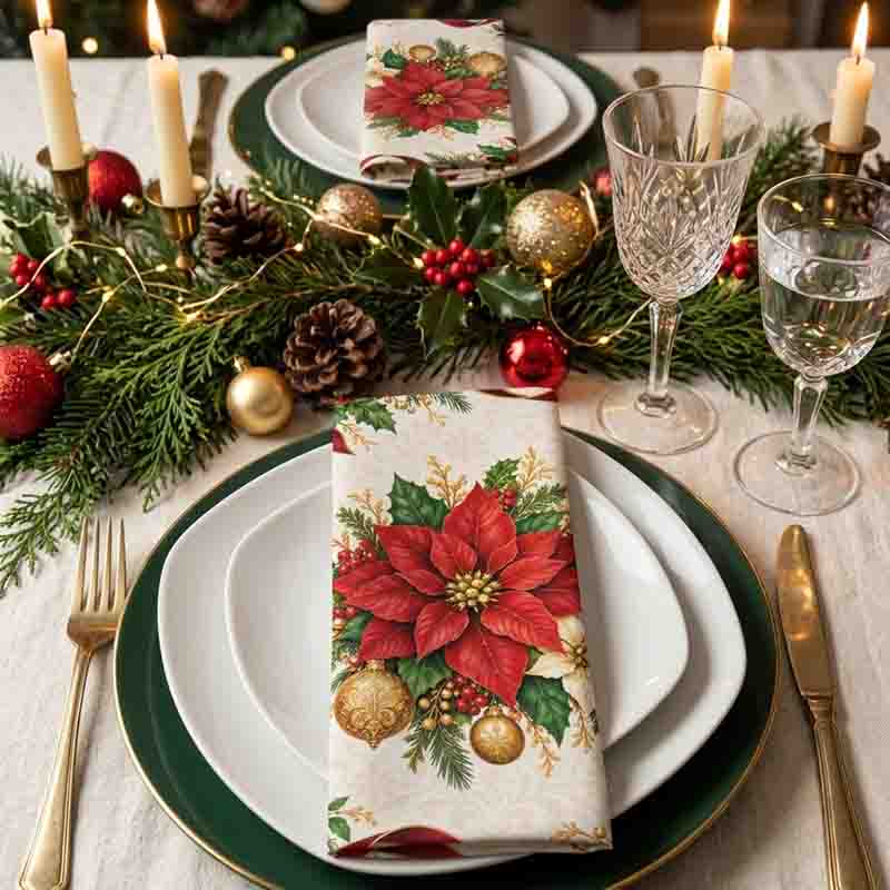 Set de 4 Servilletas Navideñas de Tela con Diseños Diferentes - Imagen 6