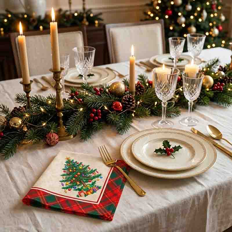 Servilletas de Navidad para Mesa con Diseño de Árbol Navideño Mod. Ilusión Navideña - Imagen 3