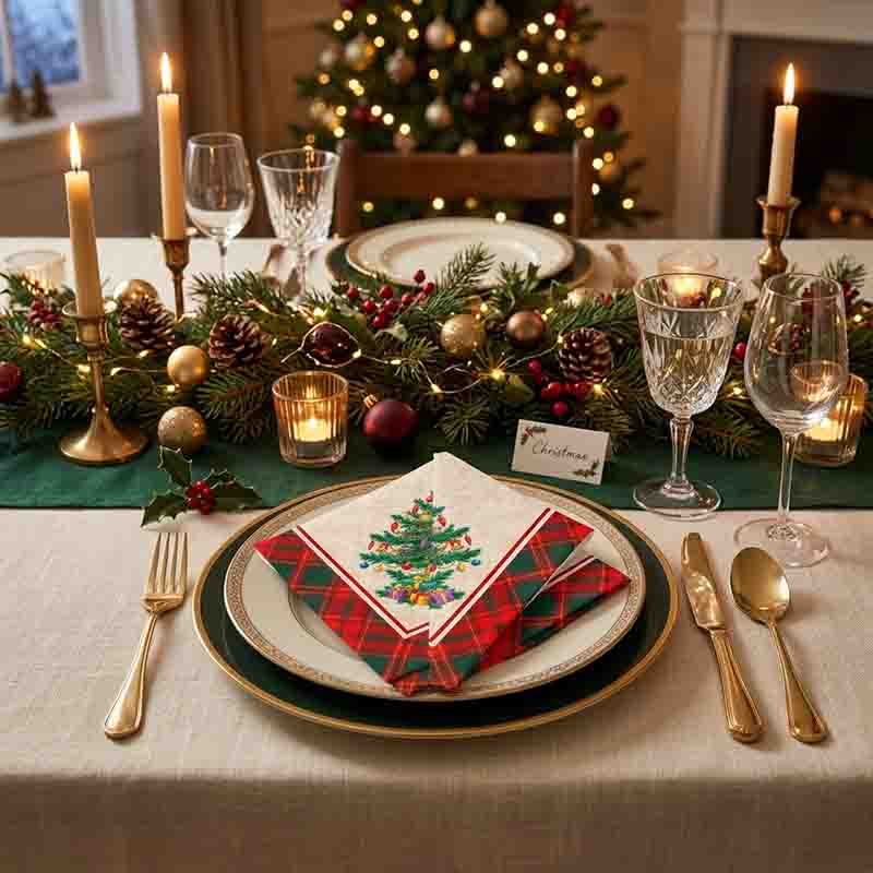 Servilletas de Navidad para Mesa con Diseño de Árbol Navideño Mod. Ilusión Navideña - Imagen 4