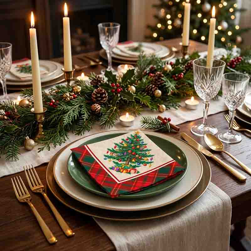Servilletas de Navidad para Mesa con Diseño de Árbol Navideño Mod. Ilusión Navideña - Imagen 8
