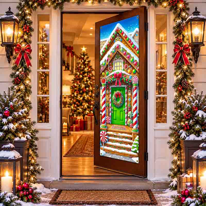 Decoración para Puerta de Navidad Mod. Casa de Jengibre - Imagen 2