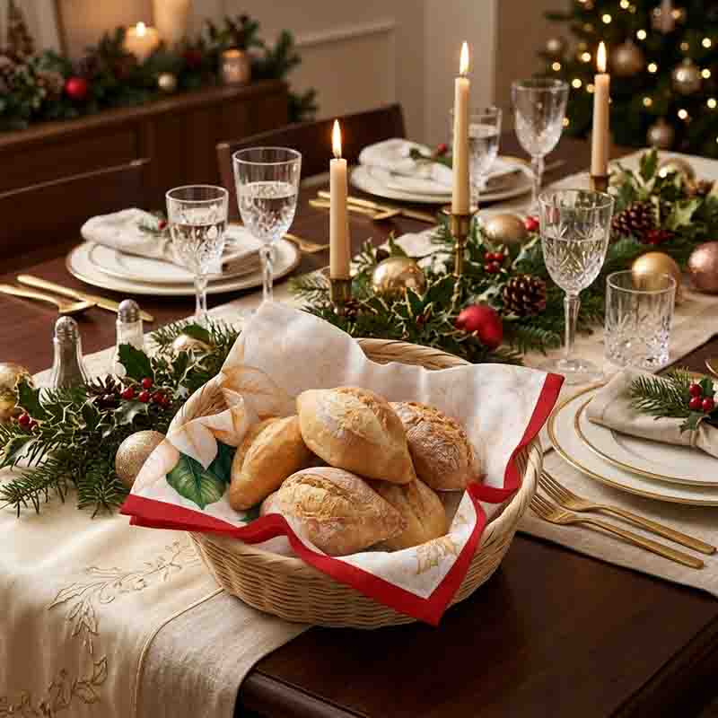 Servilletas Navideñas Mod. Navidad Floral para Decoración de Mesa - Imagen 7