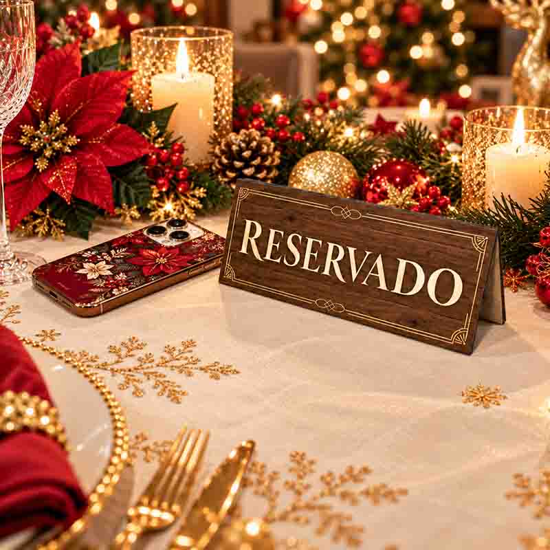 Letrero Navideño de Reservado para Mesa Mod. Navideño Roble Elegante - Imagen 3