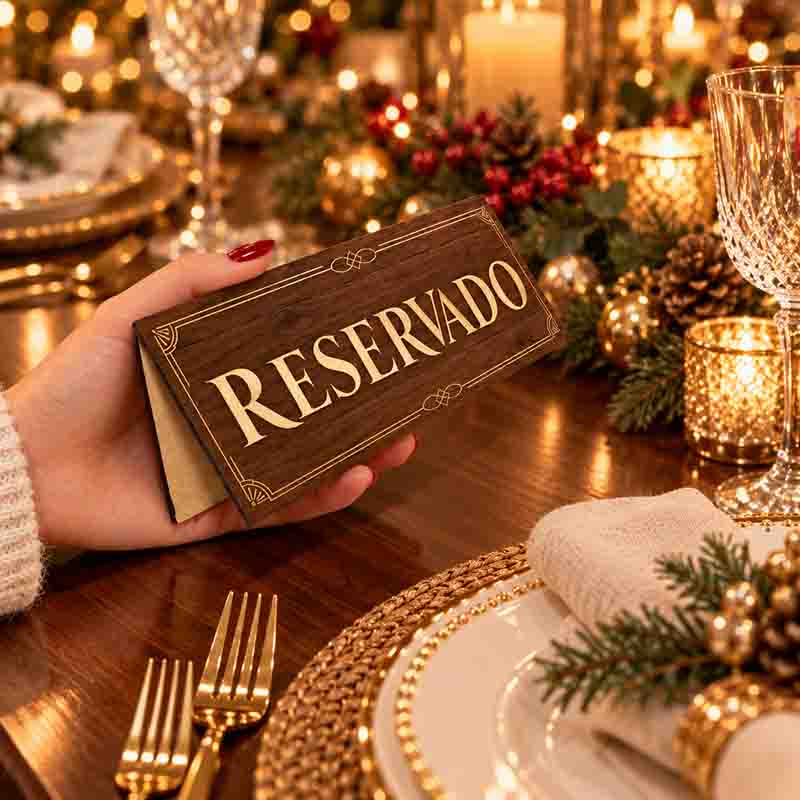 Letrero Navideño de Reservado para Mesa Mod. Navideño Roble Elegante - Imagen 4