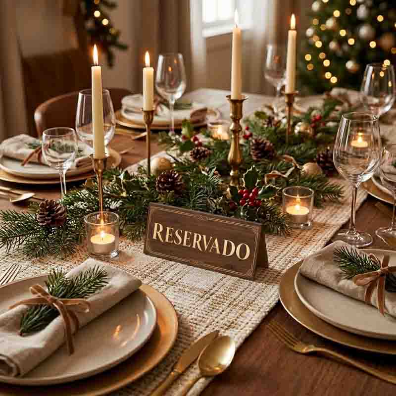 Letrero Navideño de Reservado para Mesa Mod. Navideño Roble Elegante - Imagen 5