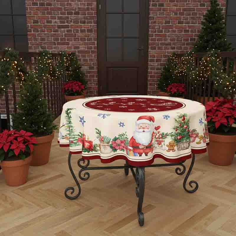 Mantel Navideño Redondo con Santa Claus y Regalos para Mesa Mod. Magia Navideña - Imagen 2