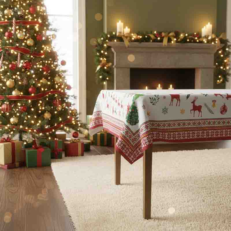 Mantel Navideño con Renos y Santa Mod. Blanca Navidad - Imagen 3