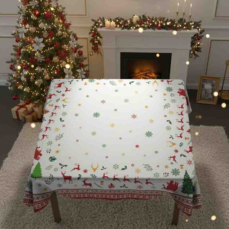 Mantel Navideño con Renos y Santa Mod. Blanca Navidad - Imagen 5