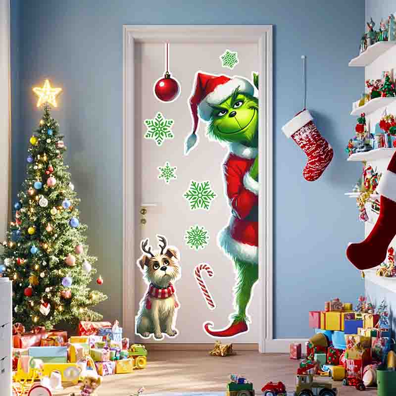 Vinil Grinch Navideño para Puertas y Decoración del Hogar - Imagen 4