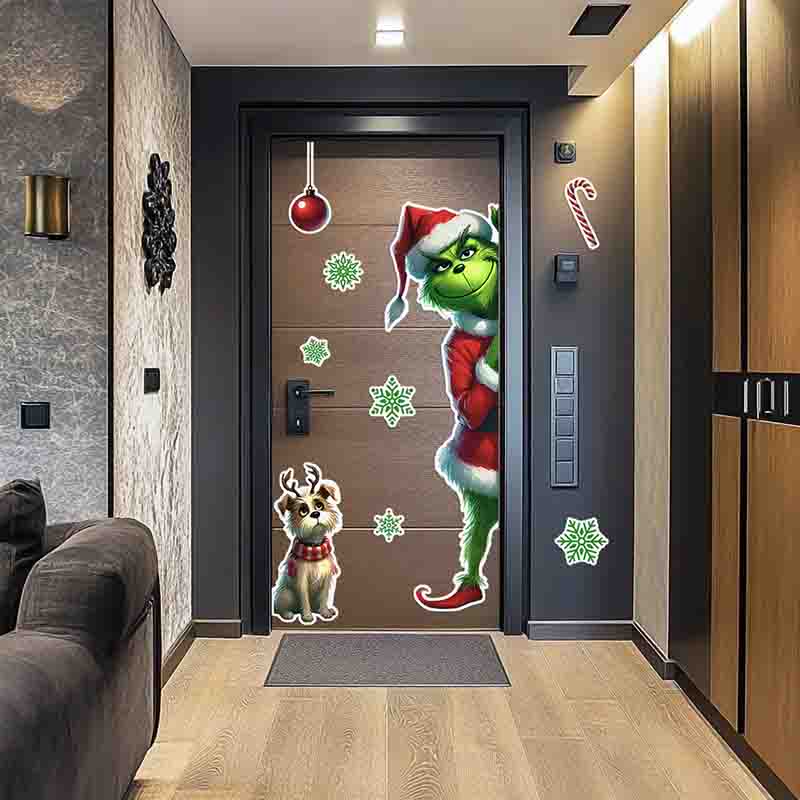 Vinil Grinch Navideño para Puertas y Decoración del Hogar - Imagen 3