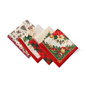 Set de 4 Servilletas Navideñas de Tela con Diseños Diferentes