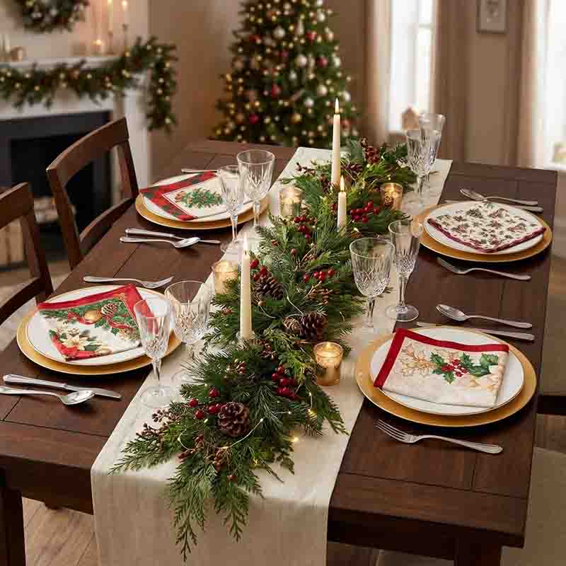 Set de 4 Servilletas Navideñas de Tela con Diseños Diferentes - Imagen 3
